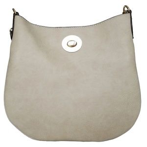 Women's Beige Vegan Leather Crossbody Bag